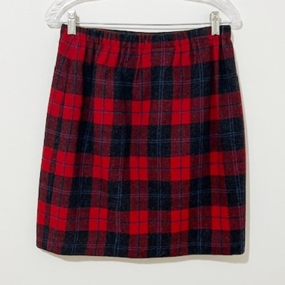 Talbots Petites Red Tartan Plaid Wool Blend Button Wrap Skirt Size 10P - Picture 5 of 8